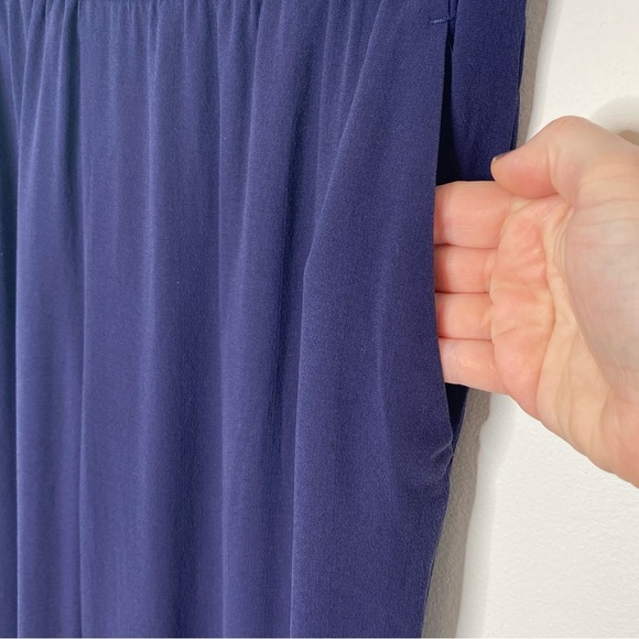 Eileen Fisher Midnight Navy Silk Pull On Ankle Pants - Picture 3 of 11